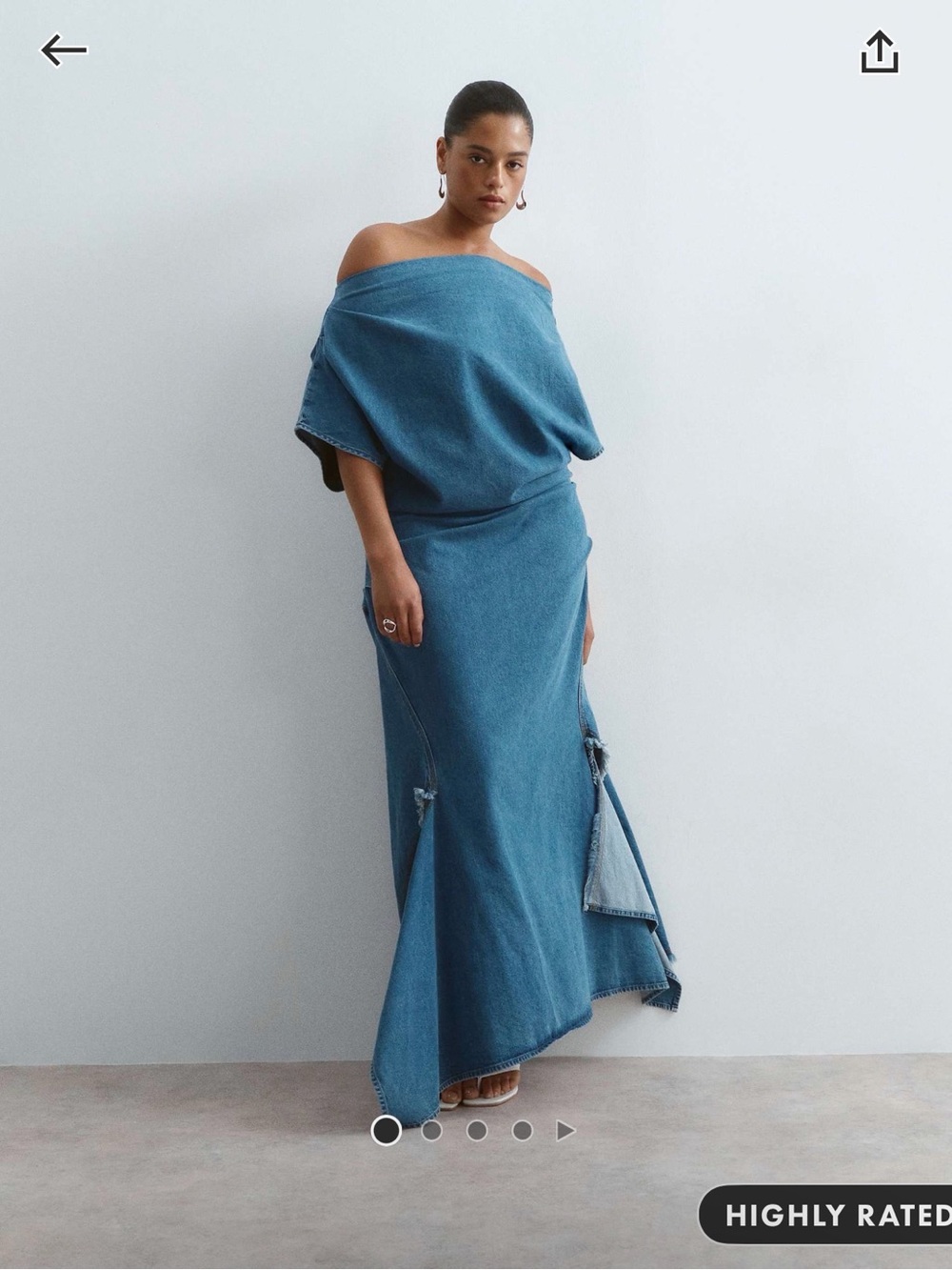 Off-Shoulder Denim Maxi Skirt - Blue Denim